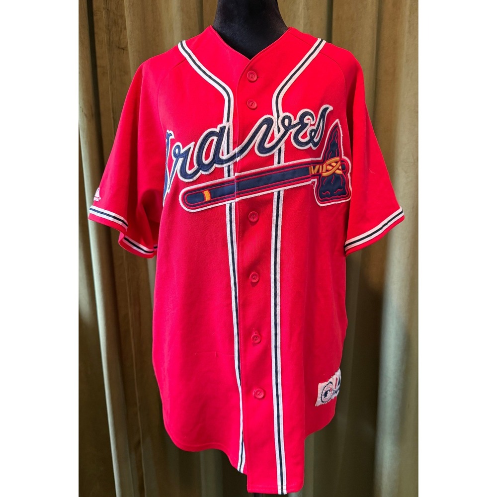 Majestic Atlanta Braves Andruw Jones 25 Red Baseball Jersey Mens XL Vintage MLB